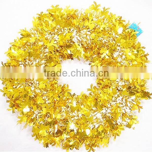 2015 New Arrival 16" PVC Chirstmas Tinsel Wreath For Decoration In Good Price