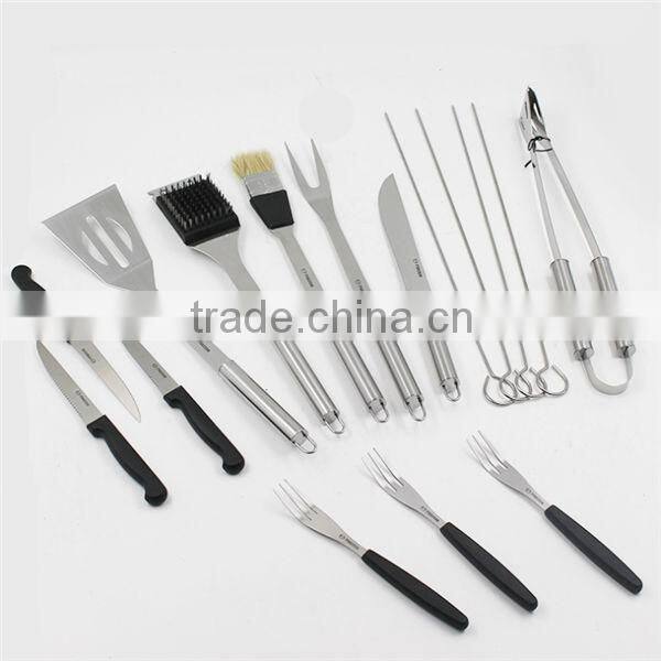 Different types of grill tools with bbq skewer