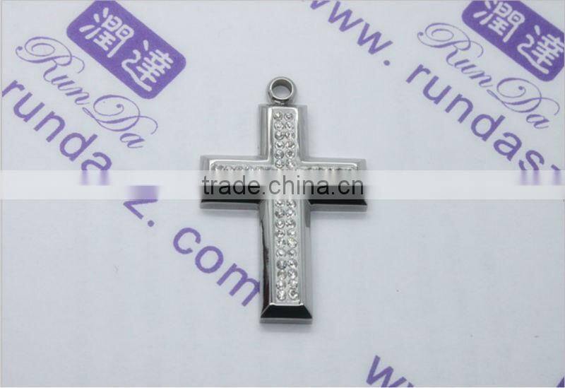 Stainless Steel Cross Pendant Pink Crystal Pendant Vogue Pendant Jewellery