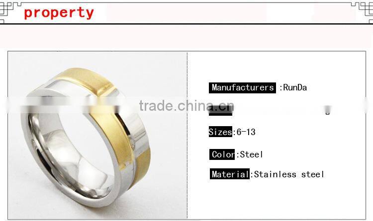 8mm gold plated polished 316L Stainless Steel finger rings for men wholesale