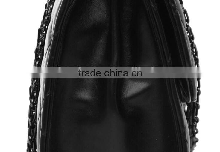Leather Handbag Ladies Alibaba China Supplier crossbody bags black Iron chain shoulder bags