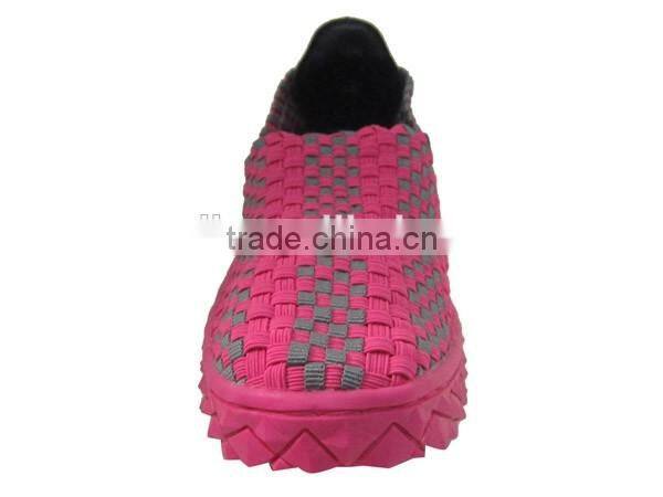 2016 fashion lady woven elastic sport shoe knit upper
