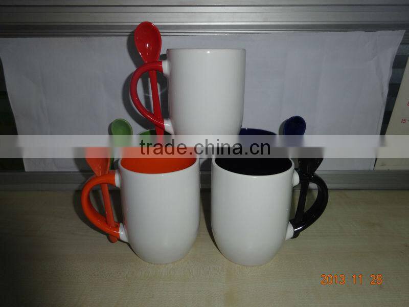 Inner and Handle Colored Ceramic Sublimation Spoon Mug
