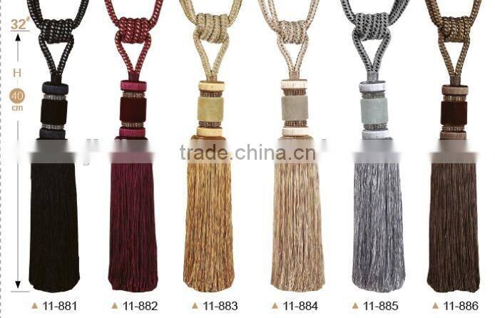 Home decor curtain accessories polyester material tieback cotton tassel trims for curtains