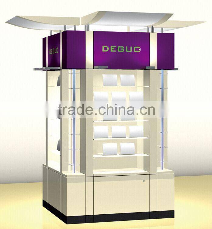 4 sides wooden display kiosk for shopping mall