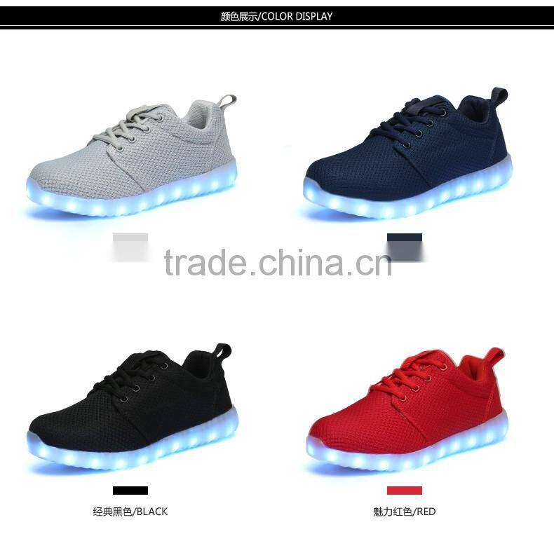 mesh led schuhe oem low moq customized footwear woman mens luminous led light up shoes