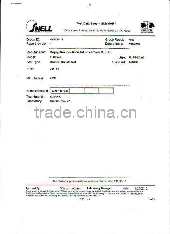 2013 Hot Sale helmet for F1 racing SNELL SAH2010 FIA8858 -2010 standard