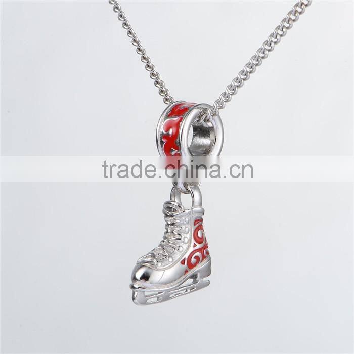 Custom Silver Beads Skate Shoe Charms Jewelry Wholesale