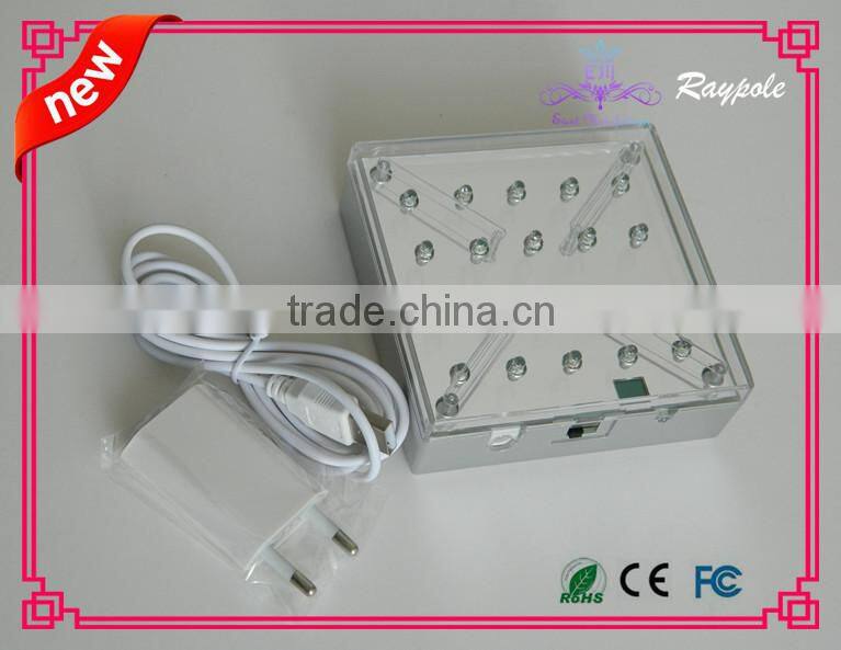 Rechargeable battery operated led table centerpiece light base/led under vase light base