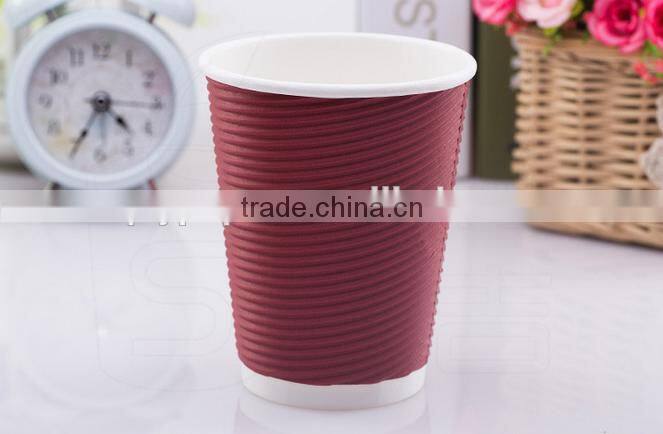 Disposable printed colorful ripple paper cup for hot drinking
