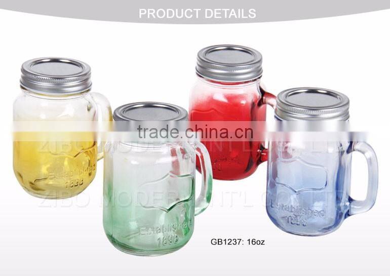16oz mason jars wholesale Glass Drinking Mason Jar with Metal Lid