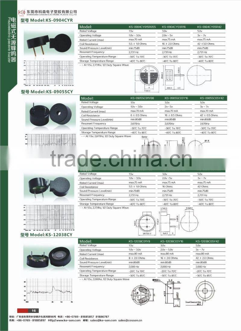 3~12v 85db 2014 active smd magnetic buzzer