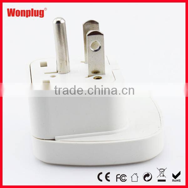 PC Material Cheap 3 pin Universal AC USA Travel Adapter, Universal to USA Plug Adaptor grounded