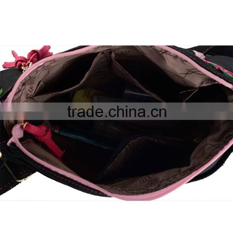 Embroidery shoulder bag/messenger bag canvas 2016 new peony flower shoulder bag women