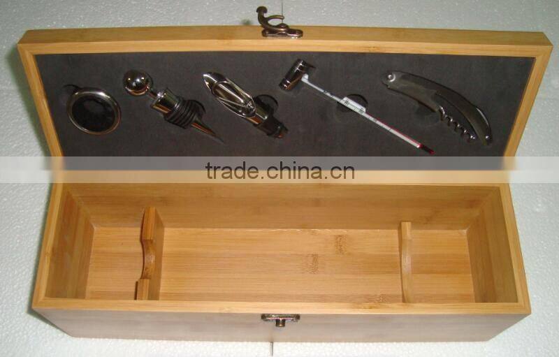 good quality one bottle wine box banboo box with wine accessories