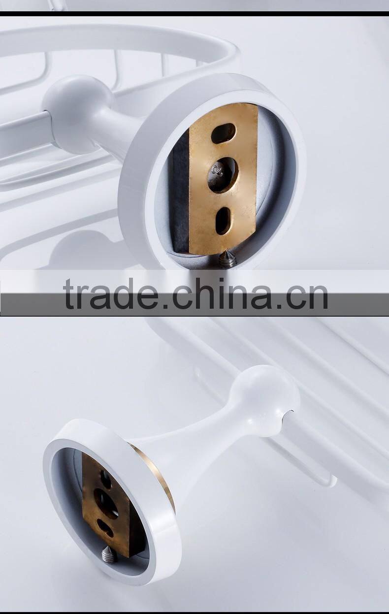80359D brass toilet accessories hotel use made in china White soap basket bathroom fittings