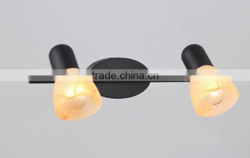 2015 hot sales Traditional spot light with amber glass /cloud white glass and satin Nickel 2 lights