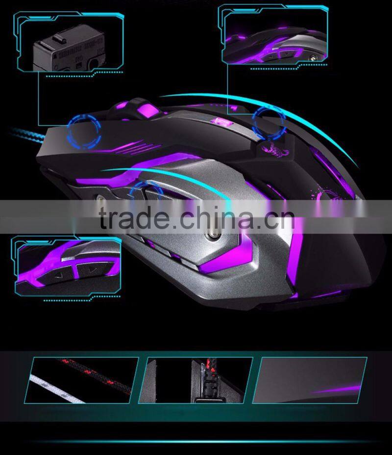 USB Wired Gaming Mouse with Macro Definition Function 4 Colors Breathing Variable Lighting