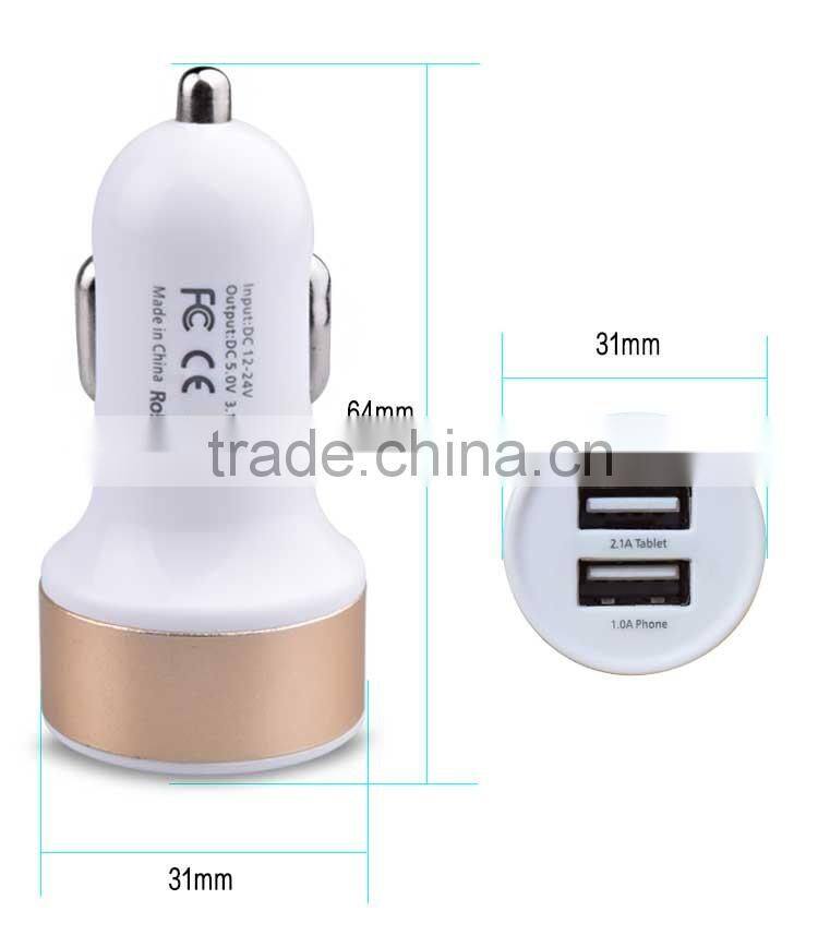2016 Hot selling Portable Double Micro USB Car Charger For Apple and Andriod Device
