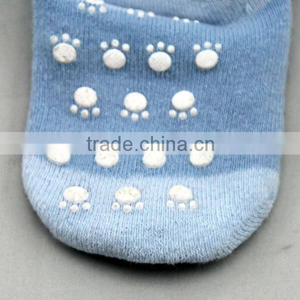 GSB-33 Wholesale blue cotton animal infant socks non slip socks with turn over cuff