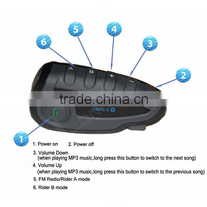 SZwinzon V8 Motorcycle Bluetooth Helmet Intercom Headset 5 Riders Talk at The Same Time Remote Control NFC FM 1200M