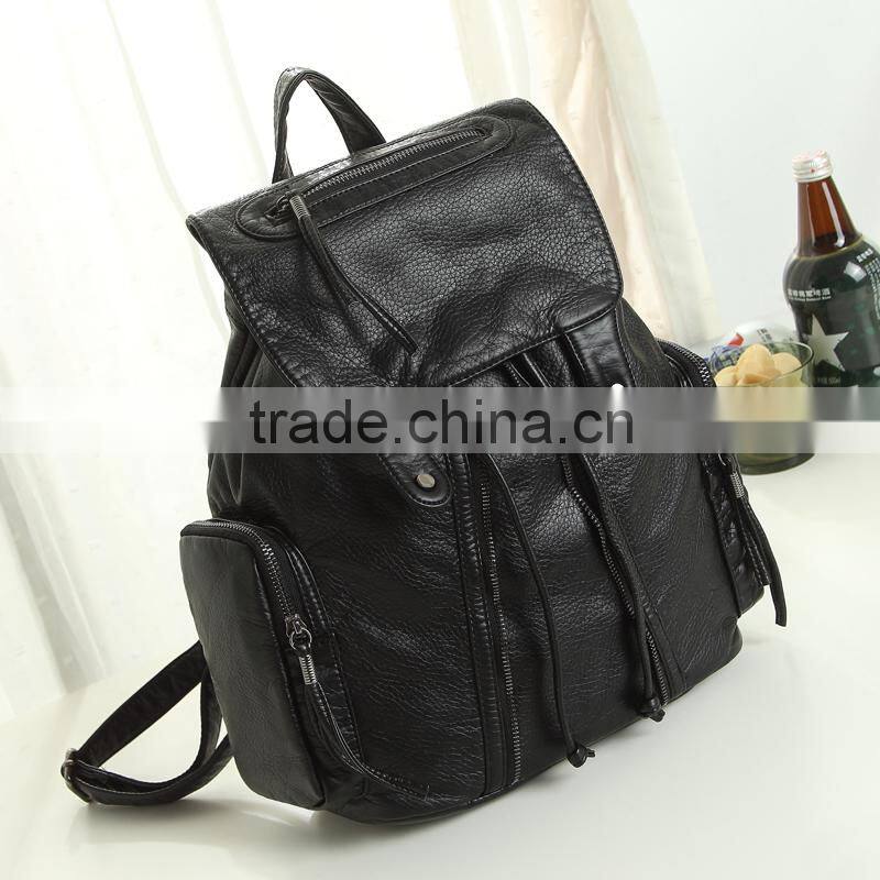 2016 New Arrival PU wine red wash bag girls leather backpack bags