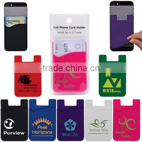 Cheap promotional 3m sticky silicone cellphone card holder