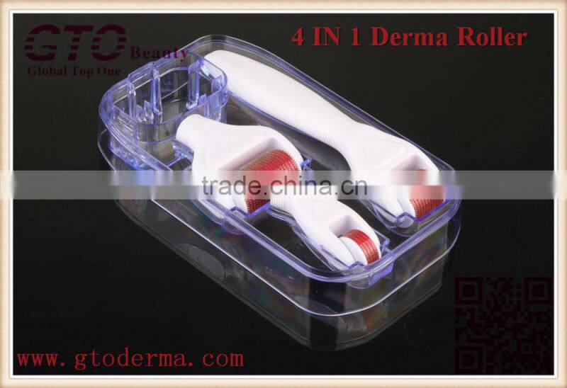 GTO Micro Needle Stainless Steel 300/720/1200 Needles 4 in 1Derma Roller with Desinfection Tank