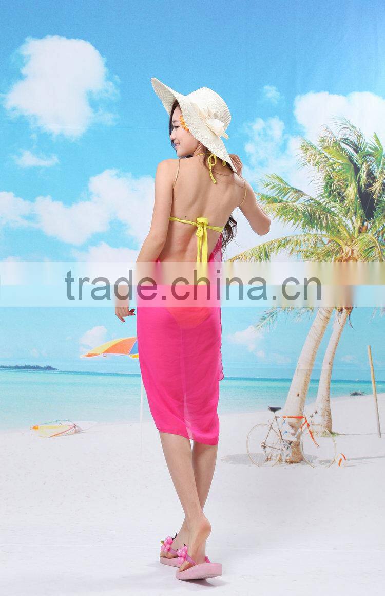 Cheap Chiffon Hot Sexy Girl Wrap Front Summer Cover Up Beach Dress Towel Swimwear