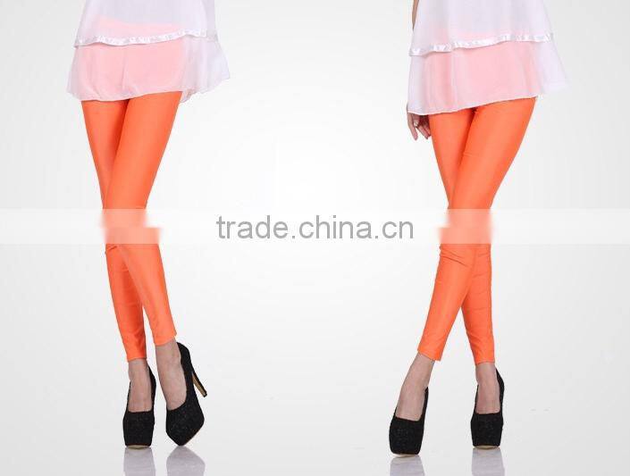 2014 Korean Sexy Ladies High Elastic Leggings Neon Shiny Bright Stretch Tights Colorful Leggings