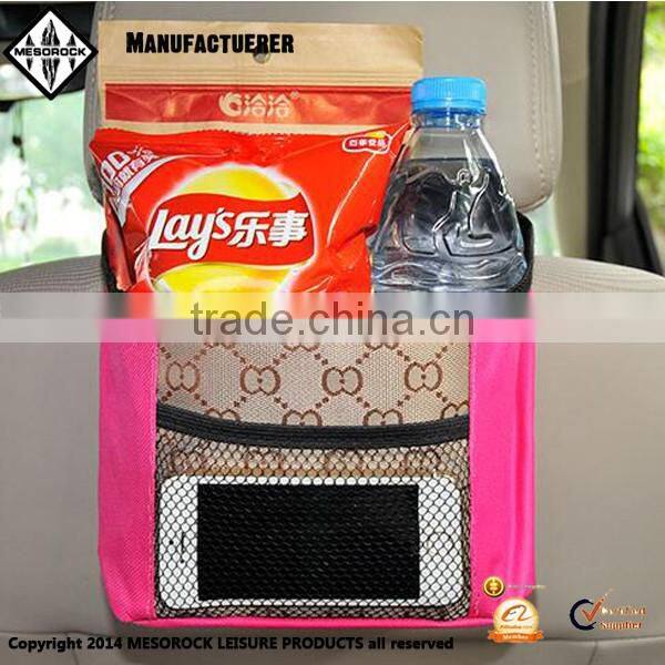 Vehicle storage hanging bag with adjustable buckled strap car trash bag car organizer