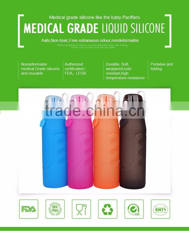 Silicone Foldable Water Bottle 550ml Outdoor Running Hiking