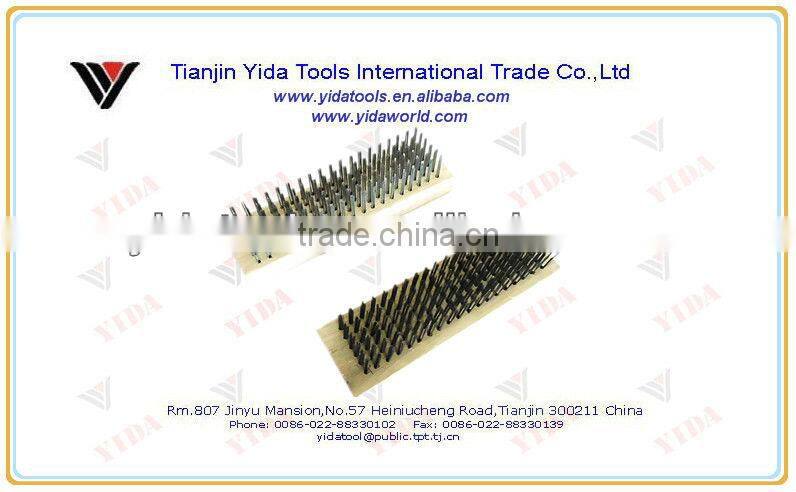 wooden block stainless steel wire wheel brush