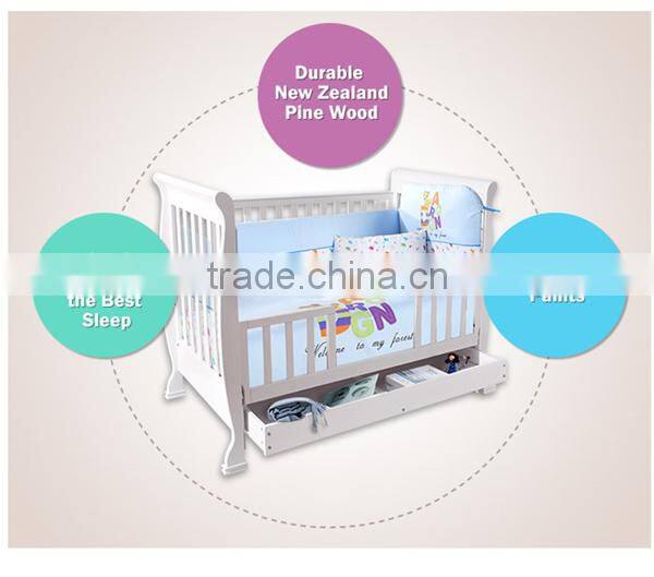 140x70cm multifunctional wooden baby cribs convertible crib