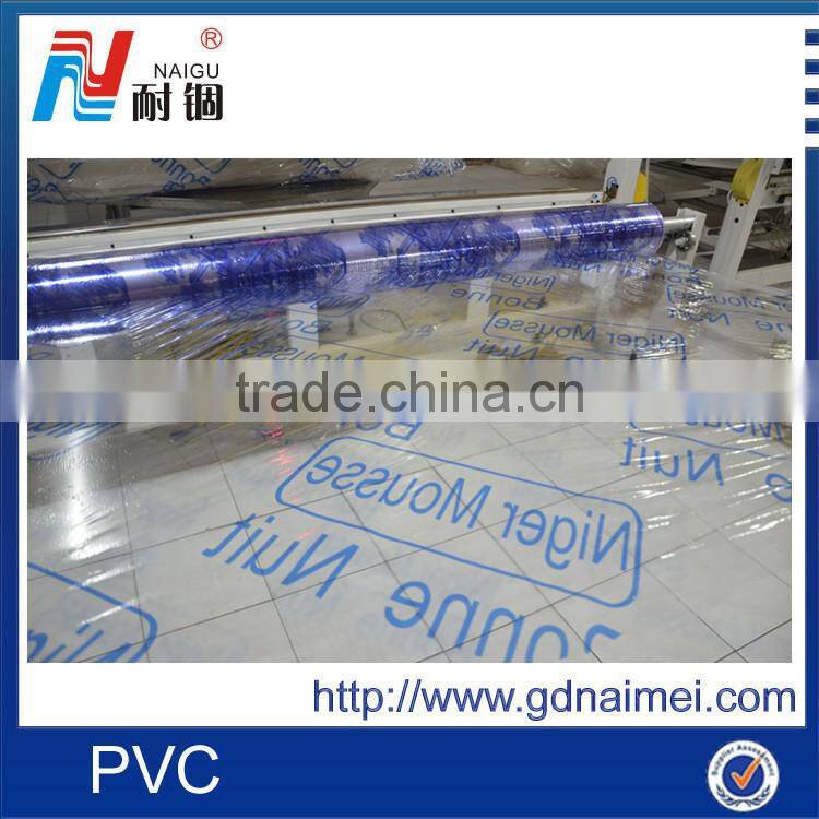 clear transparent plastic pvc packing film with logo for mattress