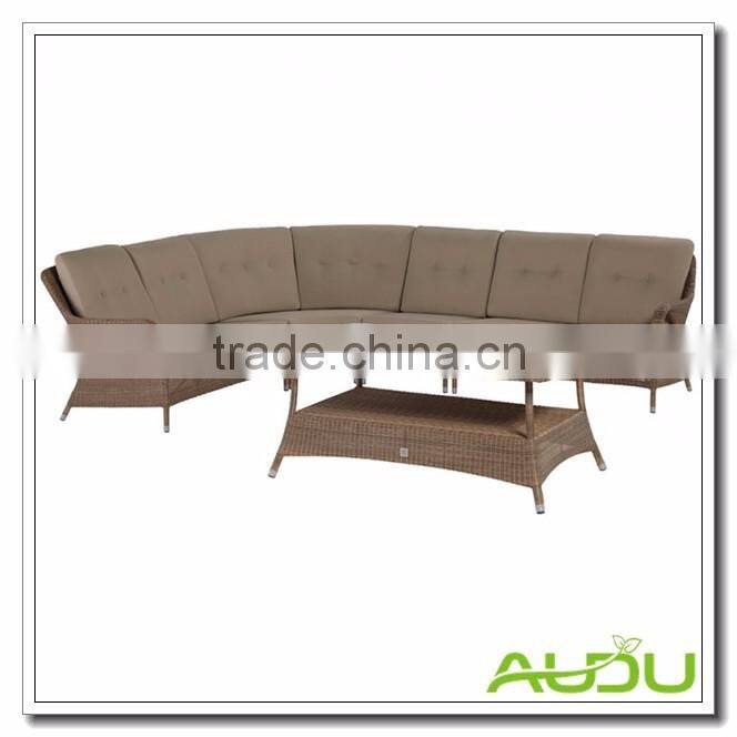 Audu Verona Grey Rattan Corner Sofa With Dining Table