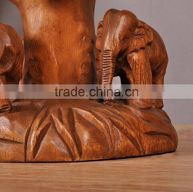 Thailand Style Solid Wood Carved Forest Elephant Little Chair, New Design Handcarved Shoe Changing Chair (BF01-X1175)