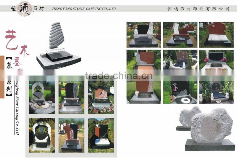 Flower Carvevd China Black Granite Gravestone