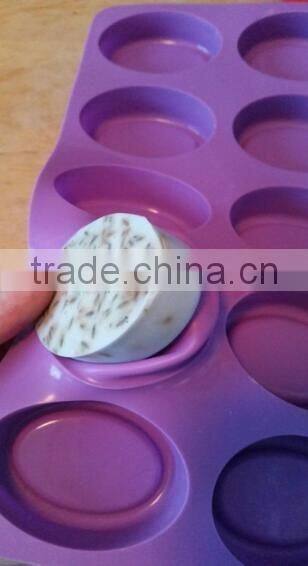 15 Cavity Oval Shaped Silicone Handmade Flexible Cake Soap Mold
