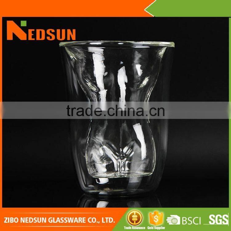 Customized Sexy women double wall glass cup