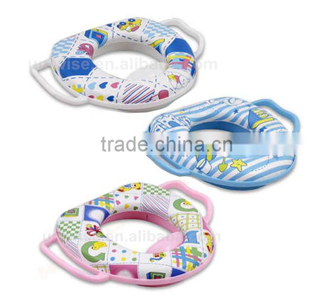 PVC baby toilet potty seat cover,baby/kids/child's toilet/potty training seat with handles,soft baby toilet seat
