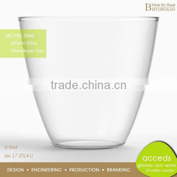 Mouthblown Pyrex Glass Tumbler With Round Bottom