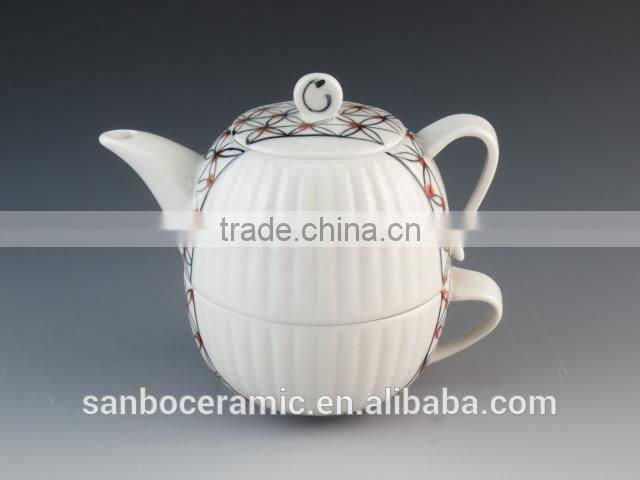 Ceramic teapot and a cup in one , chaozhou porcelain teapot sets with 6 PCS cups