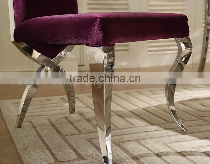 velvet high back stainless steel dining banquet chair