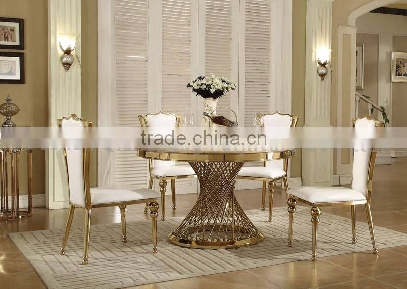 Popular Modern Round Marble Top Wedding Table With Steel Legs