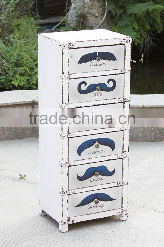 2015 new design antique white wooden cabinet goatee for home decoration