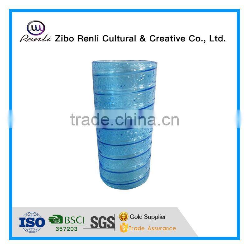 Wholesale Decorative Cylinder Blue Glass Vase Cheap Centerpieces