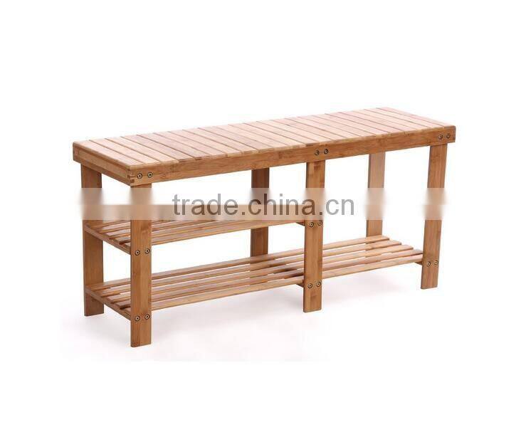 2 Tier Natural Bamboo Shoe Rack for home decoration