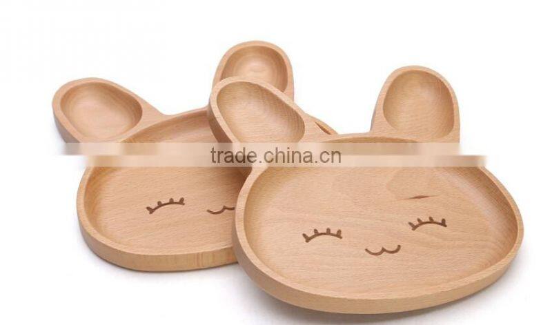 High grade creative cute rabbit design wood trays for kinds
