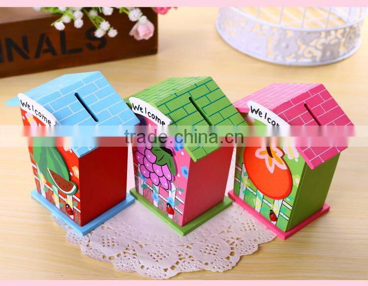 colorful cartoon kids gifts wooden money box,saving box